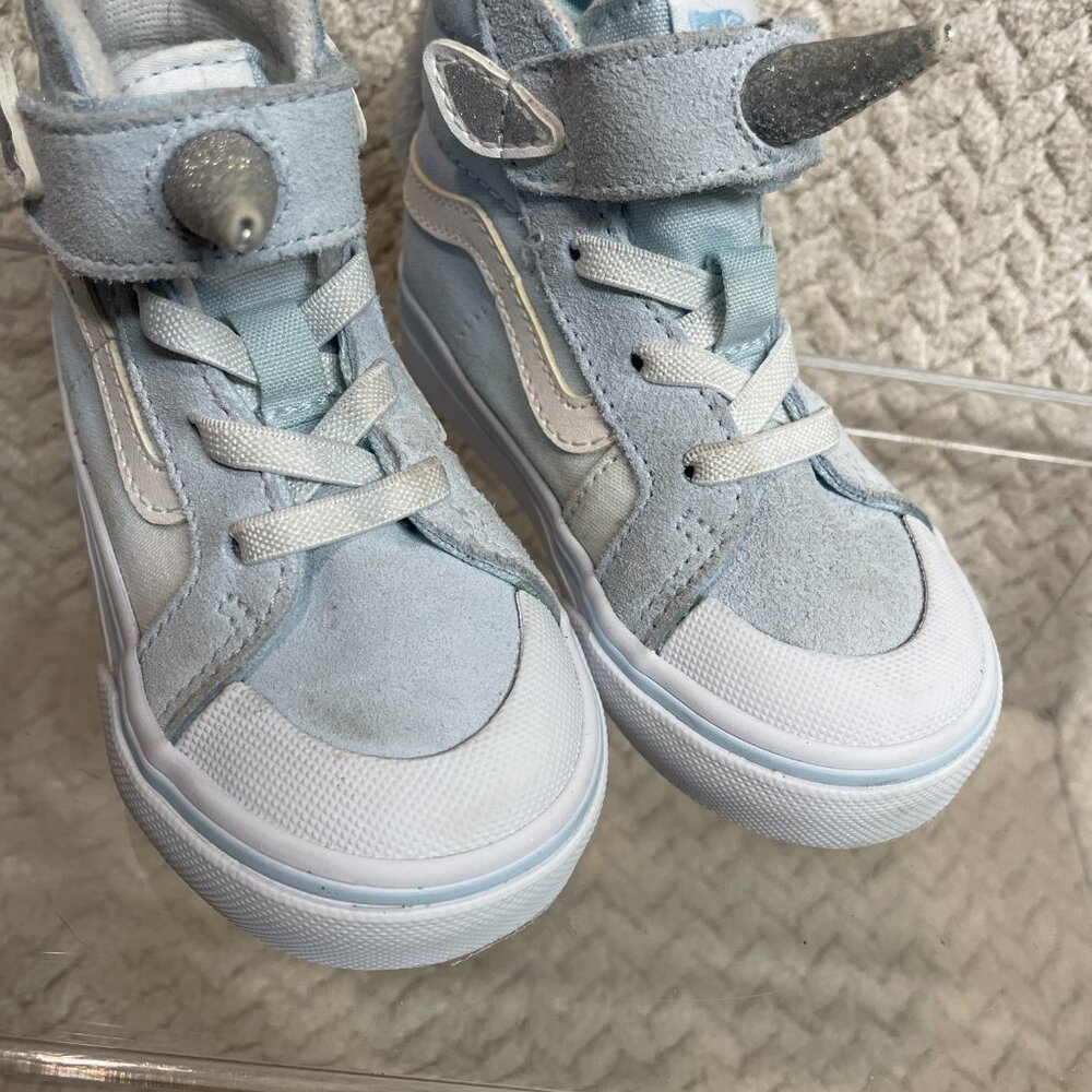 Vans Toddler Light Blue Silver Glitter Unicorn Sk8-Hi Size 6 Whimsical Fairycore - Picture 3 of 14